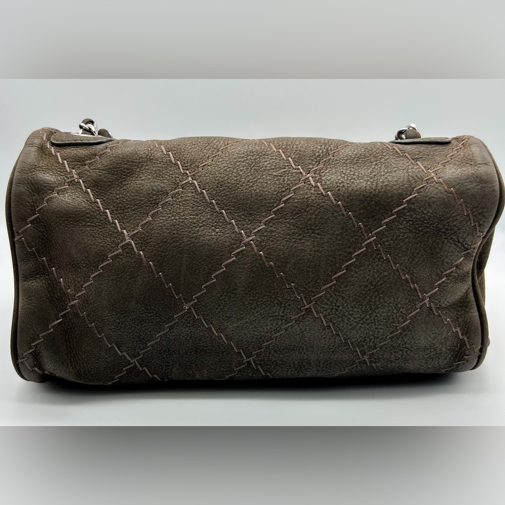 Chanel wild whipstitch flap bag grey suede silver hardware with card - Picture 13 of 16